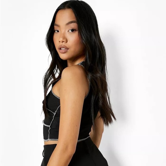 CONTRAST STITCH RACER CROP TOP - Picture 6 of 6